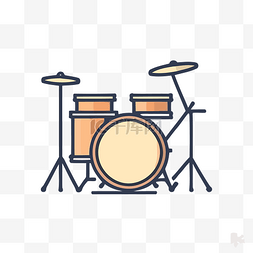鼓和鼓组排列在灰色背景上 向量