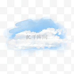 渲染的水彩图片_水彩云朵横图蓝色