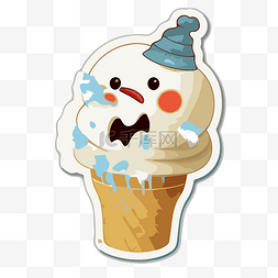 雪人图片_可爱的雪人冰淇淋甜筒贴纸剪贴画