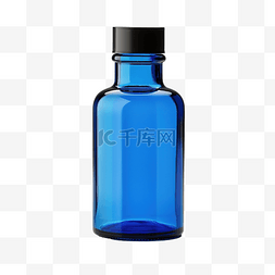 面部祛痘护理图片_孤立的蓝色玻璃小瓶
