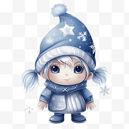 做旧新年卡图片_可爱的卡通冬季侏儒，戴着雪花图