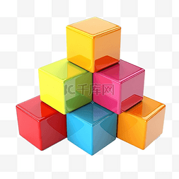 彩色盒子图片_儿童卡通 3D 彩色盒子立方体