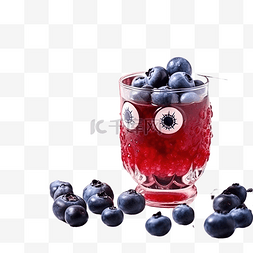 恐怖眼球图片_红色万圣节鸡尾酒，配荔枝和蓝莓