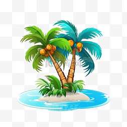 插画棕榈树图片_海滩上棕榈树的暑假插画