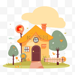 地址圖图片_地址剪贴画可爱的卡通房子和树木