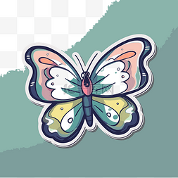 卡通蝴蝶背景素材图片_绿松石背景上的卡通蝴蝶贴纸设计