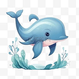 蓝打印图片_可爱的鲸鱼 鲸鱼插画 海洋生物