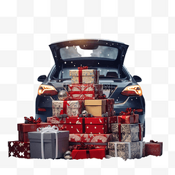 车里边的座位图片_礼品盒和圣诞节在汽车后备箱里