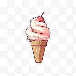 冰淇淋简约图片_简约风格的冰淇淋甜筒插图