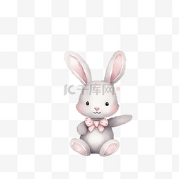 可爱的兔子与粉红色气球图案波西
