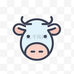 白色背景上小牛脸图标平面标志的