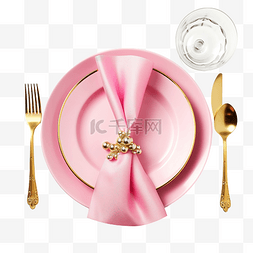 带粉色餐具的圣诞餐桌布置