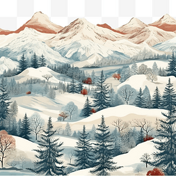 卡通森林雪景图片_聖誕無縫模式