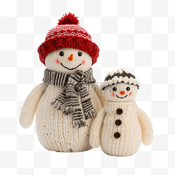 雪人和布娃娃穿着圣诞针织毛衣，