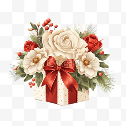 节日圣诞节庆典婚礼插画礼盒鲜花
