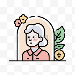 一位拿着硬币和植物的老妇人 向