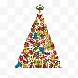 卡通装饰素材组合图片_圣诞节卡通装饰组合圣诞树