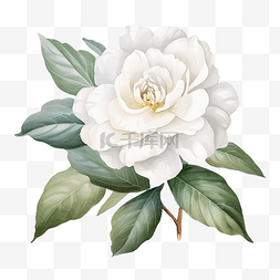 夏天植物标题图片_装饰元素的白色山茶花水彩风格