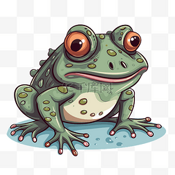 蟾蜍冬眠图片_牛蛙剪贴画卡通插图一只青蛙坐在