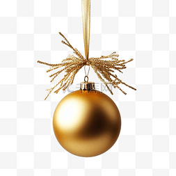 圆形的球图片_人造圣诞树上的金色球，装饰着金