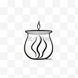 玻璃瓶中蜡烛的连续线条绘制，以
