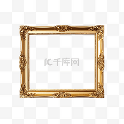 透明相框图片素材图片_空白复古金色相框