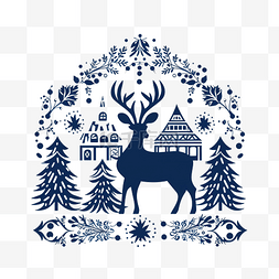 驯鹿和雪花图片_與馴鹿的聖誕賀卡