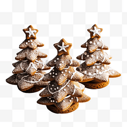 自制姜饼饼干圣诞树用糖粉装饰