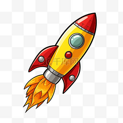 起飞的火箭图片_卡通火箭太空飞船起飞
