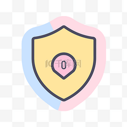 粉色和蓝色渐变的开放圆形盾牌 