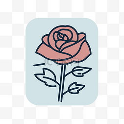 单直线图片_带背景的粉红色图标中的单朵玫瑰