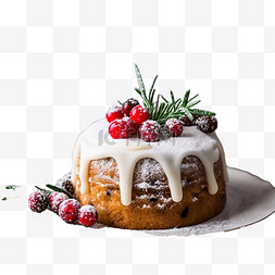 水果甜点杯图片_带有白色糖霜的圣诞蛋糕