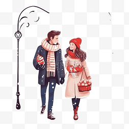 家人朋友图片_冬天，城市里散步的恩爱夫妻喝咖