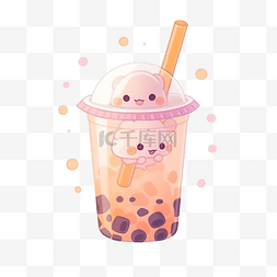 奶茶塑料图片_泡泡波巴奶茶插画珍珠木薯球亚洲