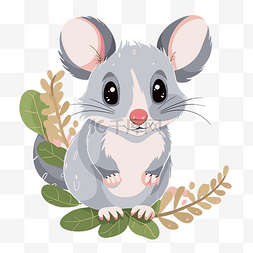 负鼠在树洞图片_可爱的负鼠剪贴画可爱可爱的小老