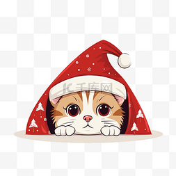 躲着的图片_快乐的猫戴着圣诞鹿角躲在圣诞老