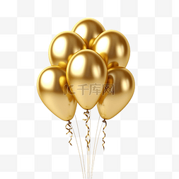 生日气球3d图片_金色派对气球