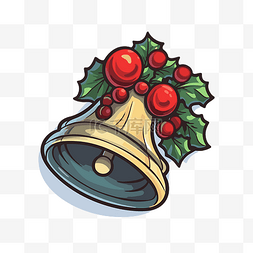 圣诞铃铛冬青浆果矢量插图