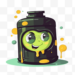 油剪贴画卡通设计食品瓶与绿色液