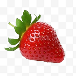 可口草莓图片_红色新鲜成熟美味草莓与绿叶切出