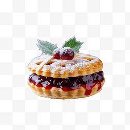 巧克力酱松饼图片_蓝色木制圣诞树上有小红莓果酱的