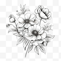 花卉元素线条艺术插画