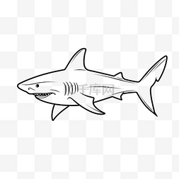 黑色线性装饰图片_鲨鱼单线艺术线条动物