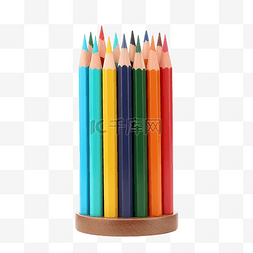 用彩色铅笔和尺子站着