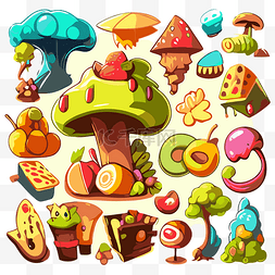 丰富剪贴画彩色卡通套彩色蘑菇 
