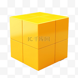 基本黄色几何立方体形状的 3d 渲