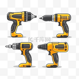 简约电钻图片_电钻简约施工工具贴纸收藏套装