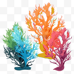 卡通珊瑚树图片_五颜六色的海藻 向量
