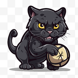 黑猫与猫拿着的球剪贴画 向量