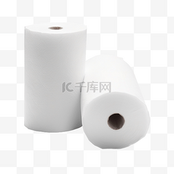 皱餐巾纸图片_两卷白色薄纸或餐巾纸，用于厕所
